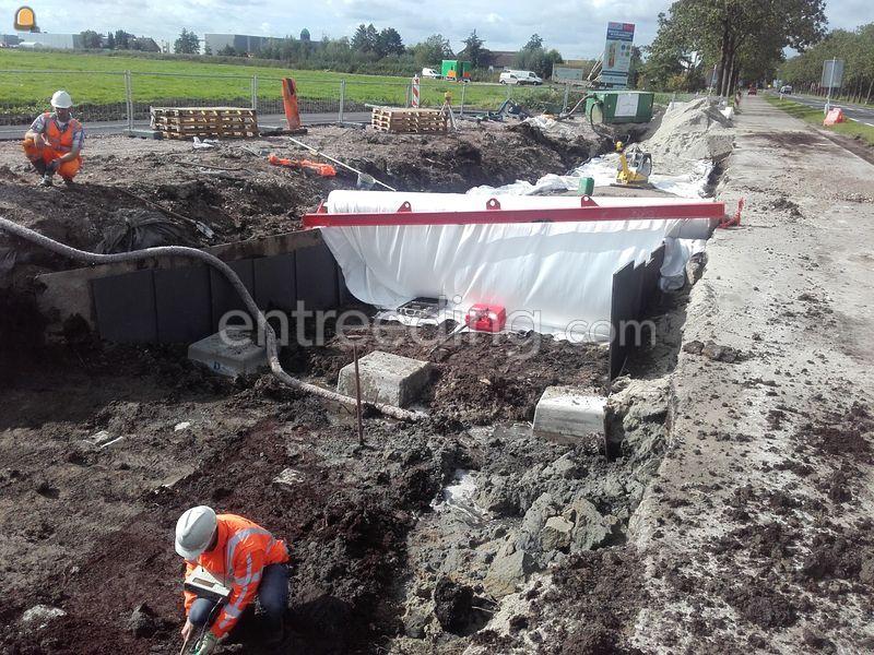 Aanleg paalmatras voor nieuw te maken rotonde N210 te Bergambacht