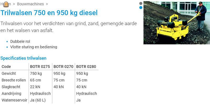 Bomag trilwals 950 kg diesel
