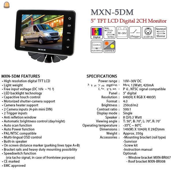 5000 5 inch TFT-LCD kleur monitor