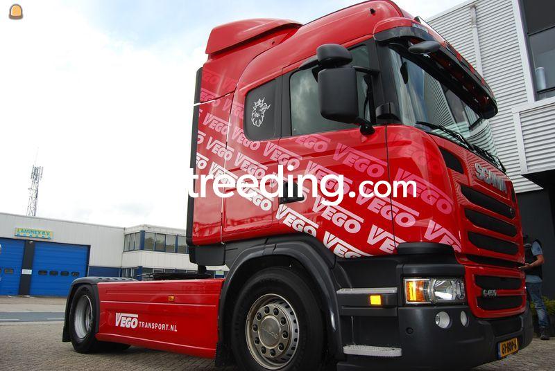 Scania G450 + Stenentrailer + Verrijdbare Kraan